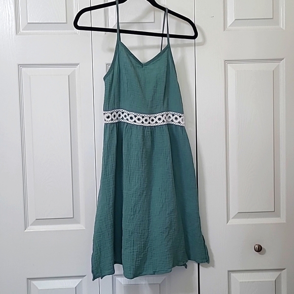 PatPat Dresses Patpat Green Dress With Crochet Lace Under Bust